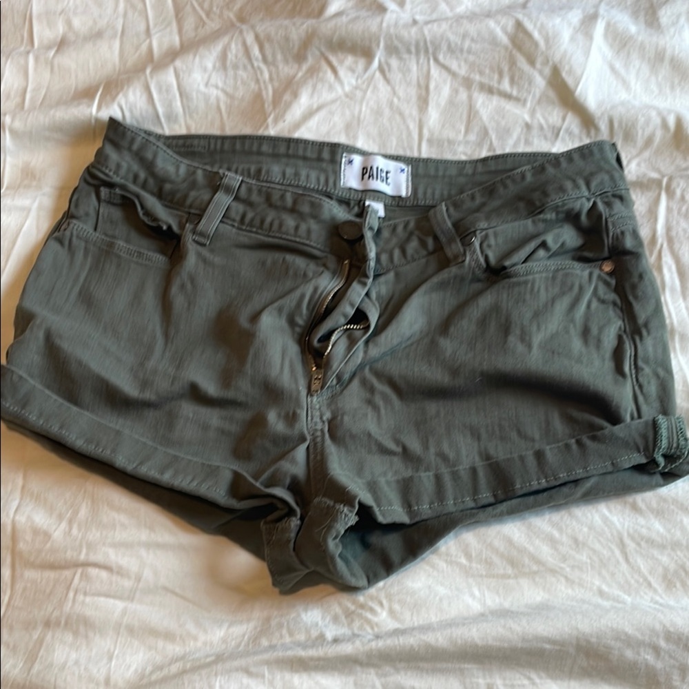 PAIGE Green Jean Shorts Casual Summer Style